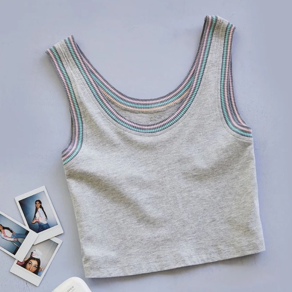 Splendid sundown del ray gray pink blue crop tank top